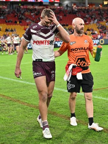 Manly star Tom Trbojevic has had a luckless run with injuries through the years, notably with hamstrings. Credit: NRL Images.