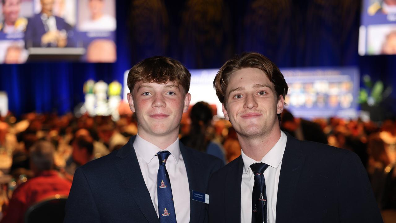 George James and Kean Ikin at the TSS Foundation Breakfast, Gold Coast Convention and Exhibition Centre. Picture, Portia Large.