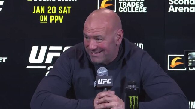 UFC president Dana White has defended former champion Sean Strickland over backlash from the fighter’s remarks over a question about past comments he made about the LGBT community. Picture: Twitter/ X