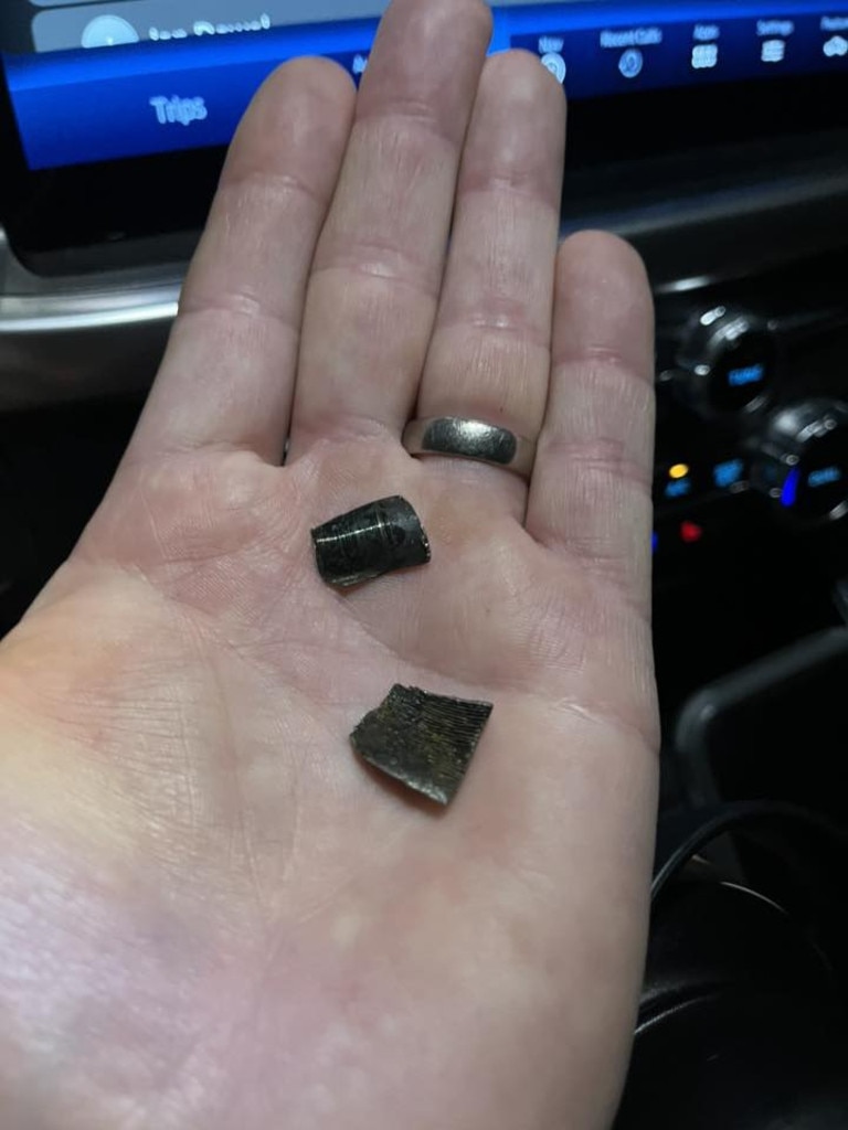 Hundreds of kilos of pieces of metal spilled onto the road. Picture: Facebook