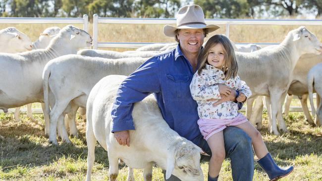 Charlie Sullivan and his daughter Claudia at his SheepMaster Parent Stud at Merton Picture: Zoe Phillips