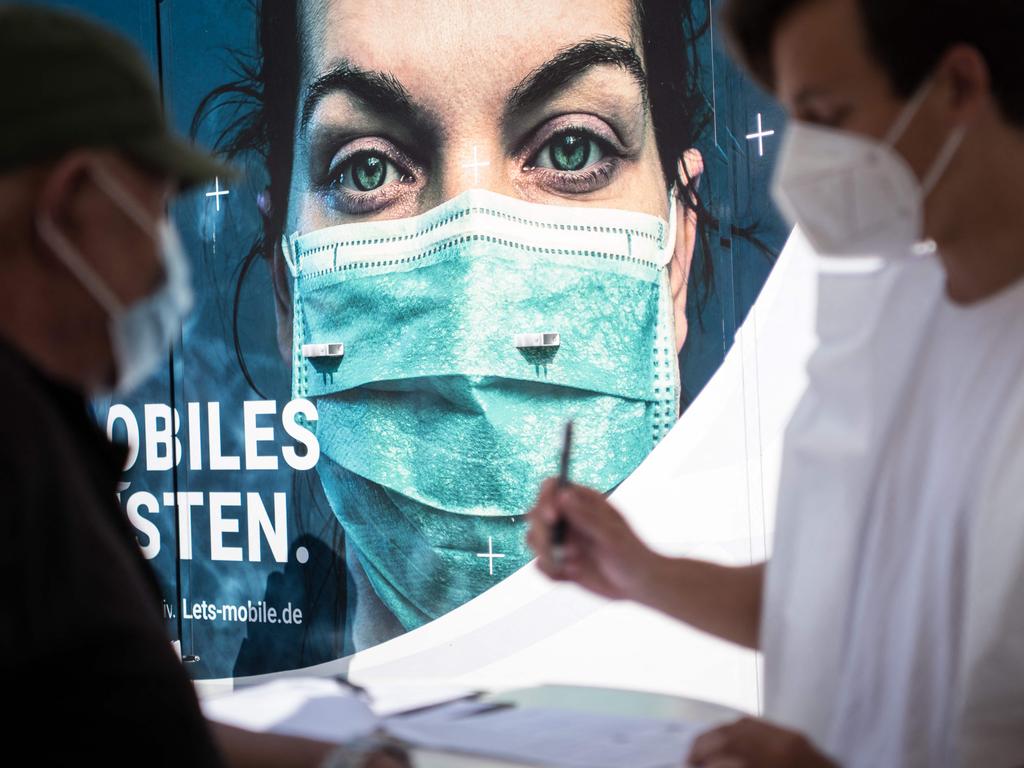 People register to get vaccinated in Berlin. Picture: AFP