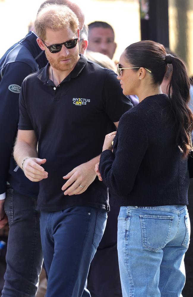 Meghan and Harry on day one of the Invictus Games. Picture: Chris Jackson/Getty Images for the Invictus Games Foundation