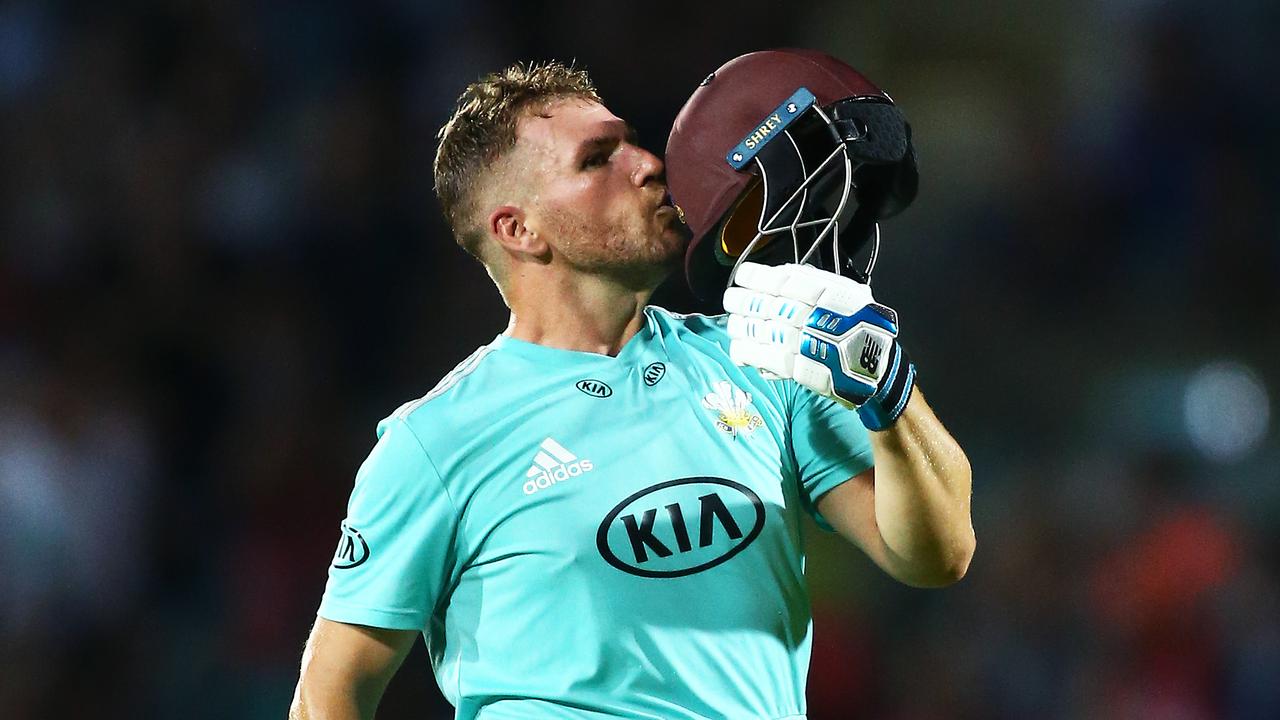 Aaron Finch clattered a brilliant 102 not out in the Vitality Blast.