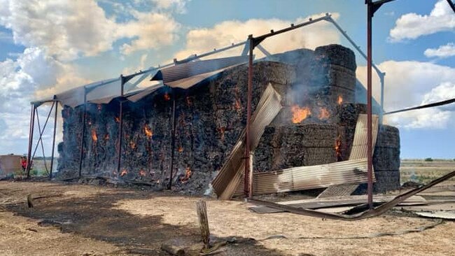 The aftermath of the Kerang hay fire. Picture: Supplied (Kerang Fire Brigade)