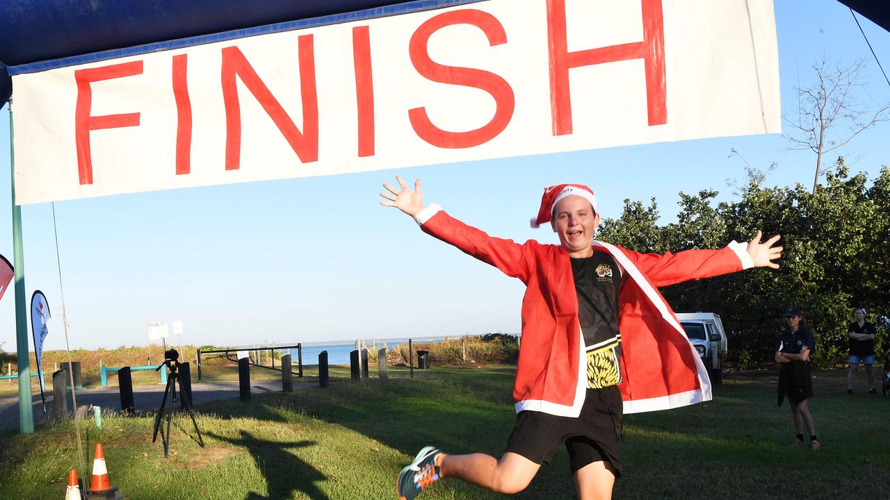 Dominic Sloane at the Darwin Santa Fun Run in July. He has been doing the the run since he was five and he’s now 15. Picture Katrina Bridgeford