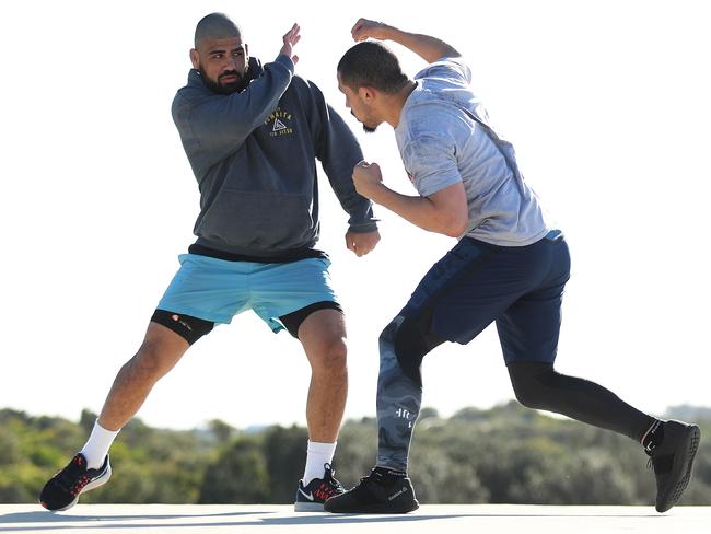 UFC fighter Rob Whittaker training at Wanda sand dunes, Cronulla. Picture: Brett Costello