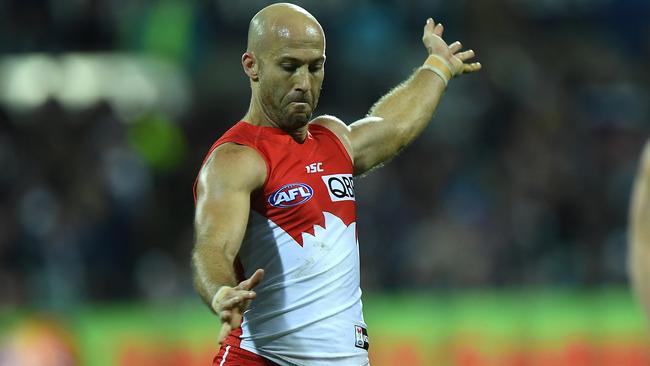 Jarrad McVeigh in action for Sydney against Geelong.