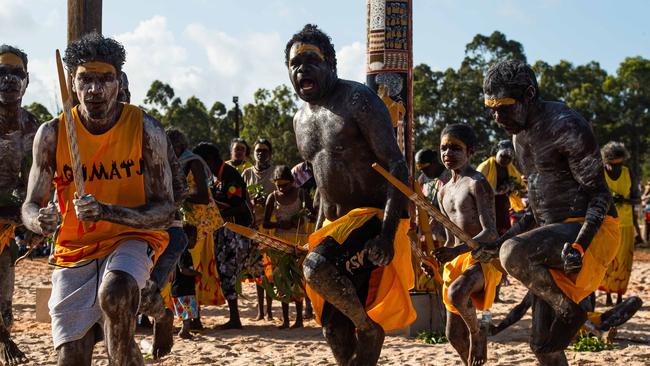 Gurrmuy homeland dance at day one of Garma Festival on Friday August 2023. Picture: Pema Tamang Pakhrin