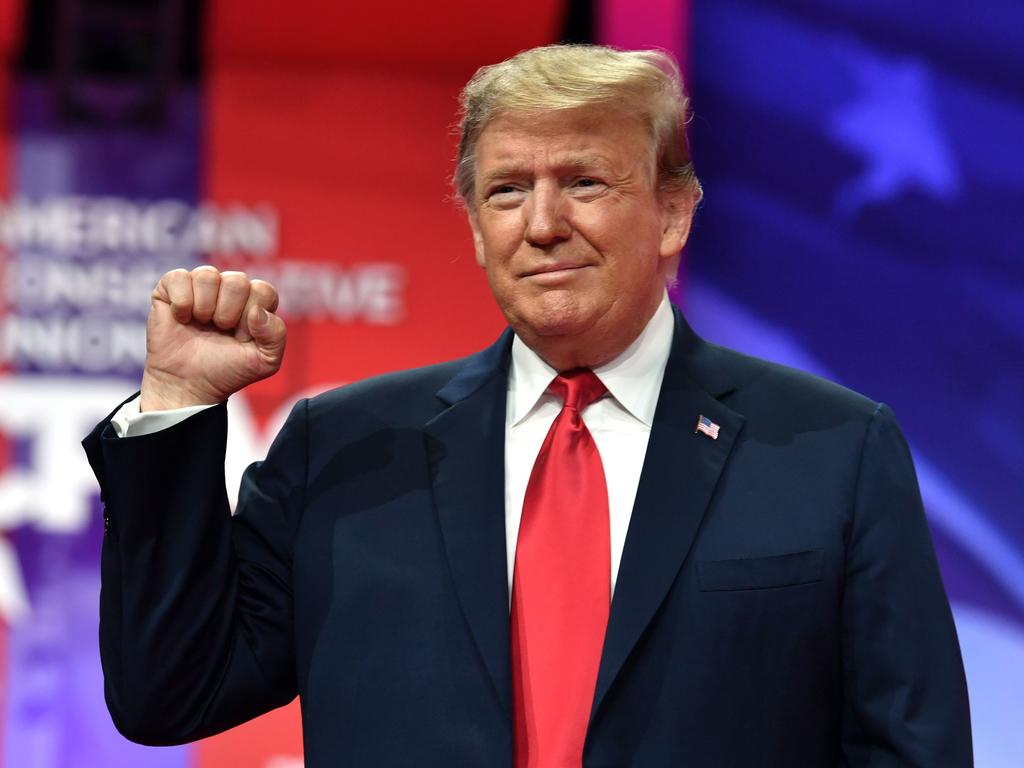 US President Donald Trump arrives to speak at the annual Conservative Political Action Conference. Picture: Nicholas Kamm / AFP