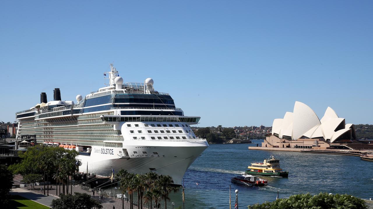 Ray Daniels arrived back into Australia with his wife on the Celebrity Solstice cruise ship on March 20 Picture: Toby Zerna