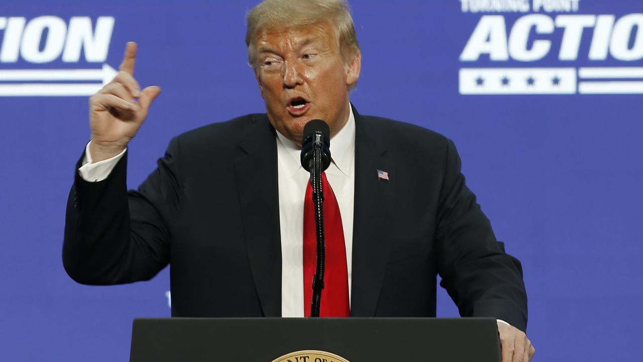 President Donald Trump speaking in Phoenix, Arizona. Picture: Ross D. Franklin/AP