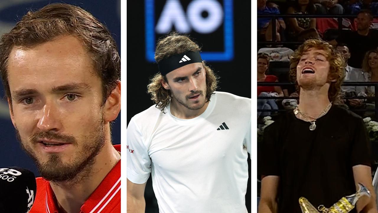 DUBAI, UAE, 4th March 2023. Action from the men's singles final of the Dubai  Duty Free Tennis Open Championships. 3rd seed Daniil Medvedev defeated  defending champion Andrey Rublev 6-2, 6-2 Credit: Feroz