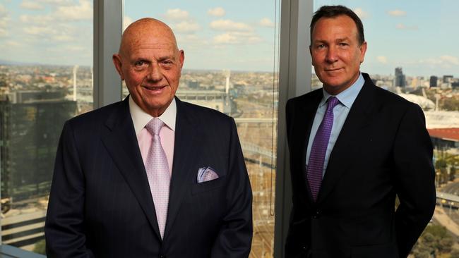 Solomon Lew, left, with Mark McInnes, CEO of Premier Investments. Pic: Stuart McEvoy