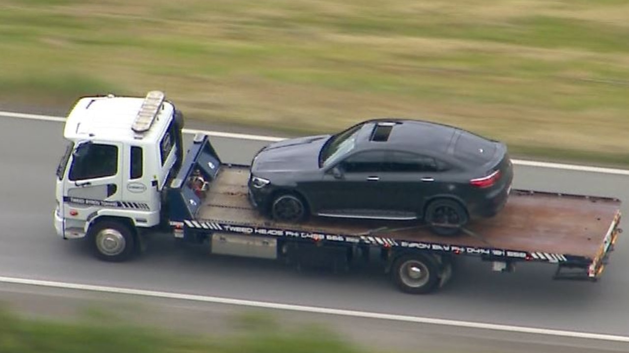 The Mercedes SUV involved in the police chase. Picture: 7 News