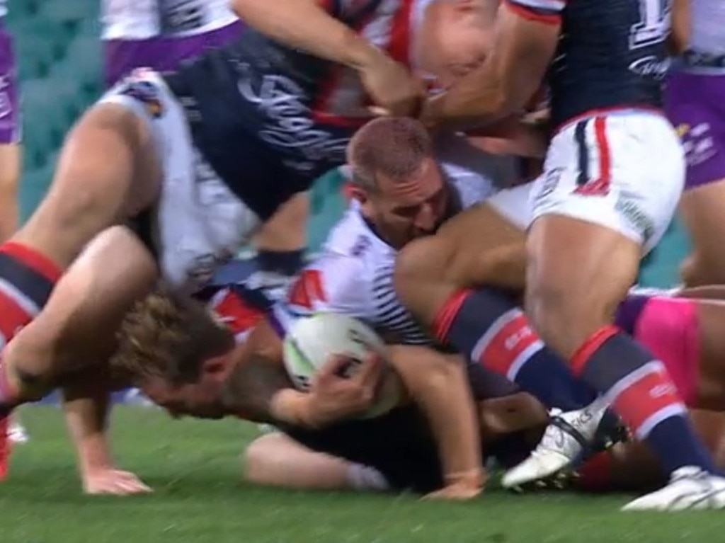 Mitch Aubusson's arm got crushed underneath Nelson Asofa-Solamona.