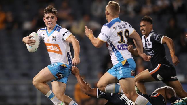 AJ Brimson (L) chalked up one line break and one try assist in his side’s win. (Photo by Matt King/Getty Images)