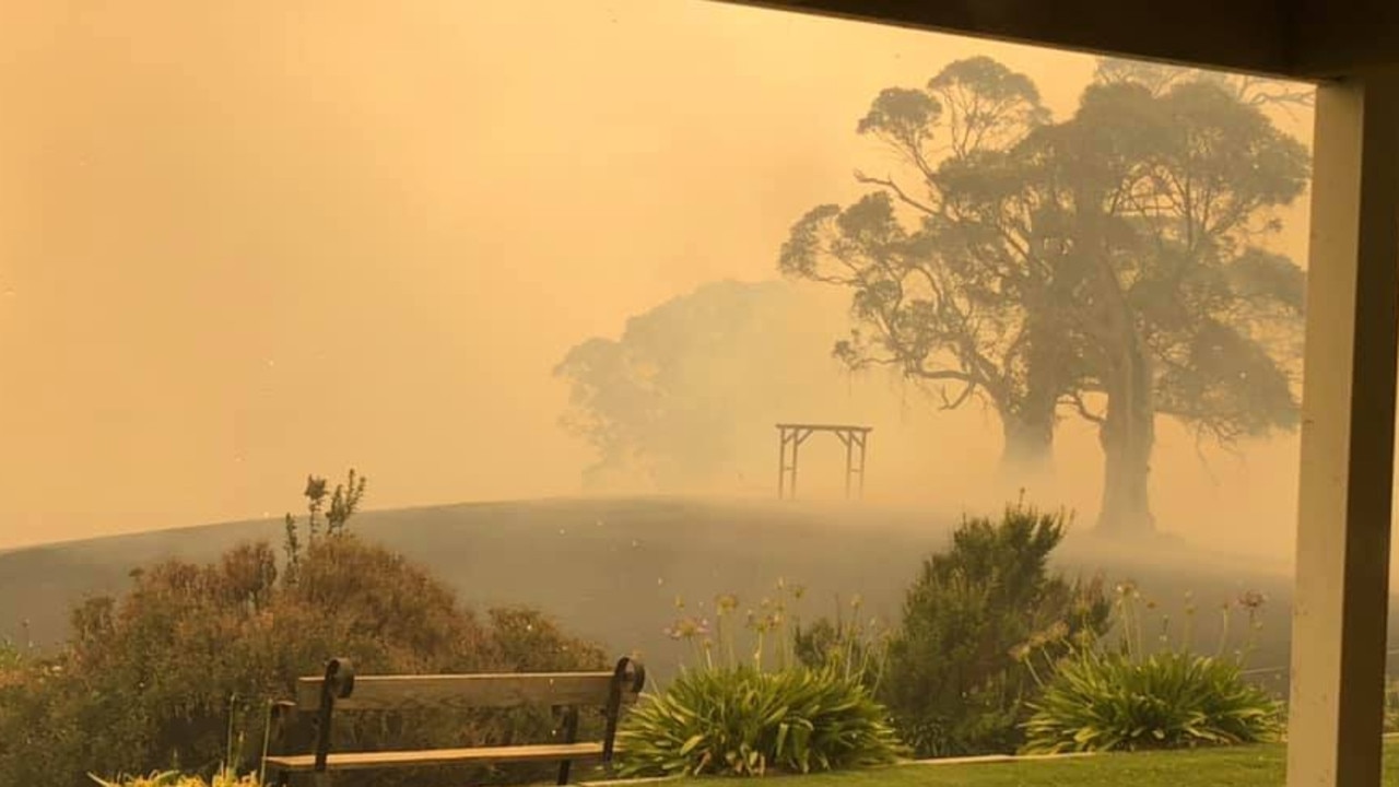 The aftermath of the fire that raced through Angus Campbell's Woodside property. Picture: Angus Campbell