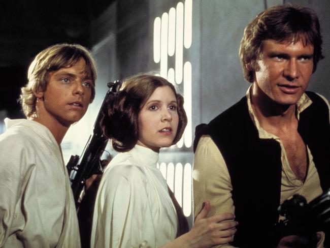 Mark Hamill, Carrie Fisher and Harrison Ford in Star Wars. Picture: Supplied
