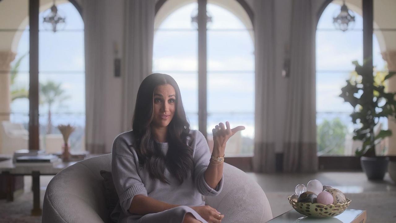 An expanse of light beams through the home while Meghan speaks with documentary makers. Picture: Netflix