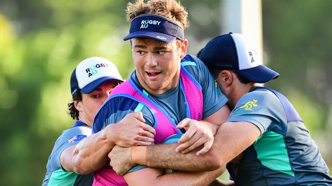 Australia under 20s train at Bond University during the 2019 Oceania Rugby Under 20s Championship. Harry Wilson. Photo: Stuart Walmsley/Rugby AU Media