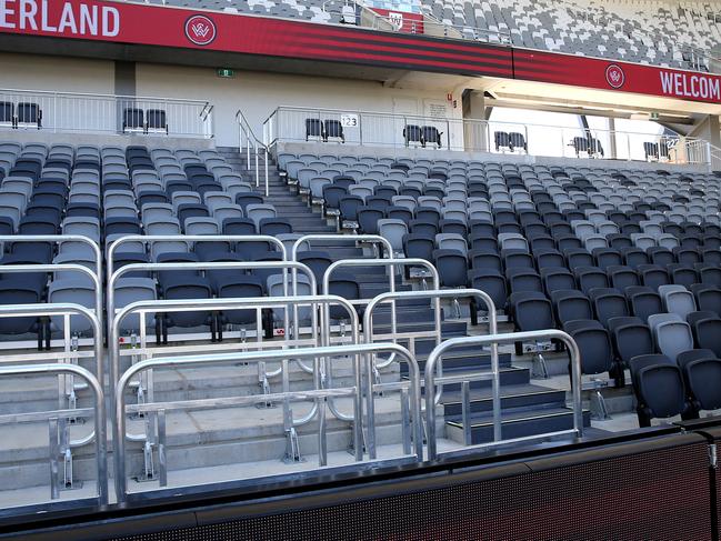 The three bays of safe standing areas will fit 1260 people at the stadium’s northern end. Picture: Toby Zerna