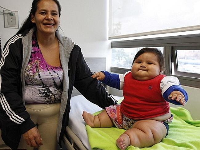 Eunice Fandino wrote to health foundation Chubby Hearts for help after Santiago became too heavy to take outside. Picture: Barcroft Media/Splash News