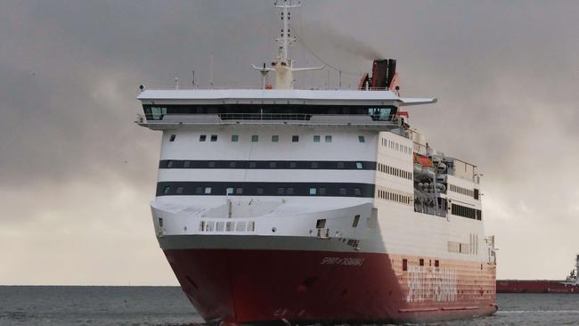 the Spirit of Tasmania arrives in Geelong. Picture: Mark Wilson