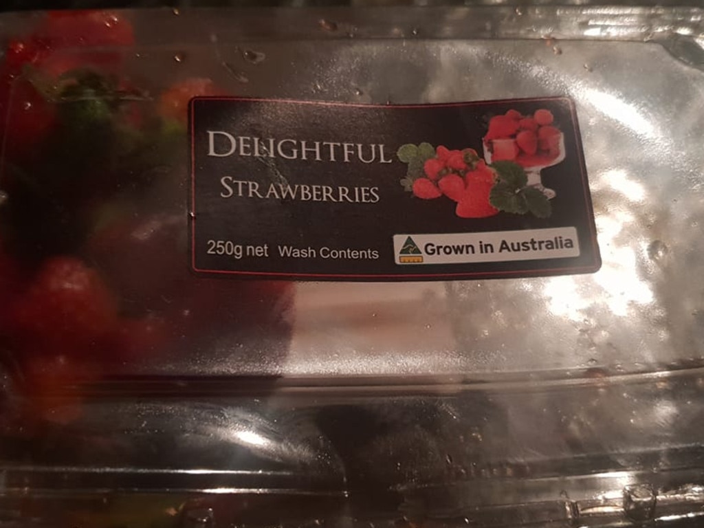 She said they were from a punnet of Delightful Strawberries. Picture: Chantal Faugeras/Facebook