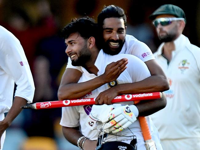 BRISBANE, AUSTRALIA - JANUARY 19: Rishabh Pant of India celebrates victory after day five of the 4th Test Match in the series between Australia and India at The Gabba on January 19, 2021 in Brisbane, Australia. (Photo by Bradley Kanaris/Getty Images)