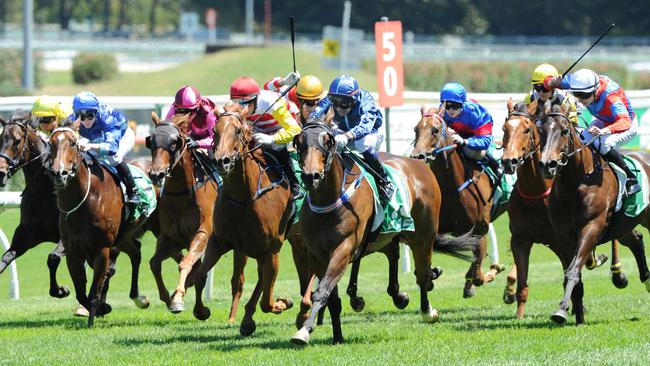 Photographs: Simon Bullard. RACE 4 TAB HIGHWAY HANDICAP (3YO&UP CL2) - 1100M. Winner 'Star Shaft' ridden by Paul King.