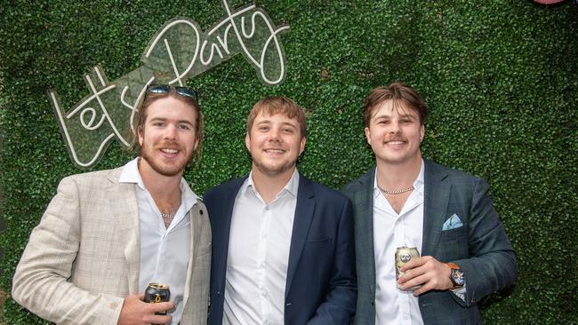 From left; Hunter Purcell, Cameron Percy and Jordan Parkinson. IEquine Toowoomba Weetwood Raceday - Clifford Park Saturday September 28, 2024 Picture: Bev Lacey