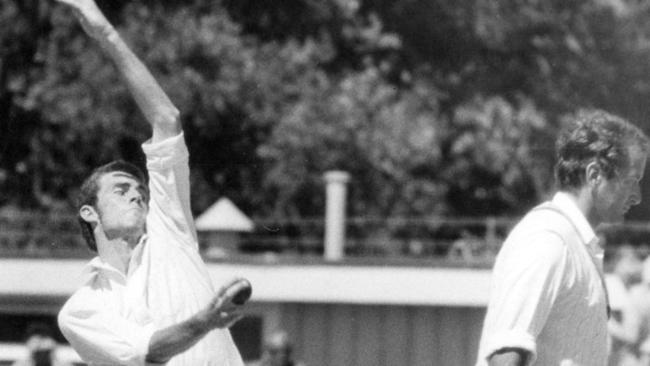 A young Greg Chappell bowling in 1970.