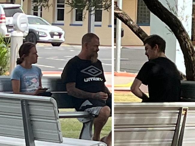 Chrissy Mae Isaacs, Aaron John Jenkins and Cody Aaron Jenkins sitting outside of Kingaroy Courthouse, Friday January 31, 2025.