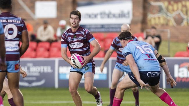 Blake Moore for Central Queensland Capras against Western Clydesdales in Hostplus Cup rugby league round 19 at Clive Berghofer Stadium, Saturday, July 29, 2023. Picture: Kevin Farmer