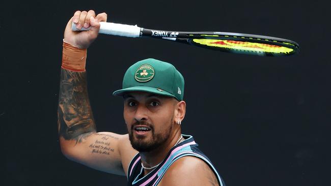 Nick Kyrgios trains for the Australian Open. Picture: Mark Stewart