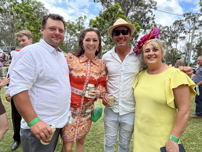 Ashleigh Littlejohn, Jayden Littlejohn, Ben Keelty and Nicole Collins at the Torbanlea Picnic Races.