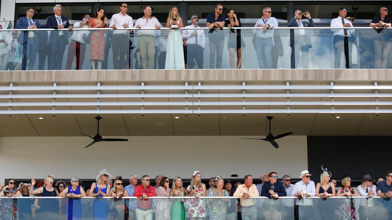 The Grand Stand is chockers as punters enjoy the Great Northern Darwin Cup. Picture: GLENN CAMPBELL