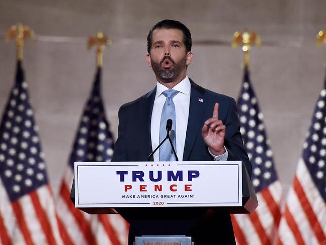 Donald Trump Jr. speaks during the first day of the Republican Convention at the Mellon auditorium in Washington. Picture: AFP