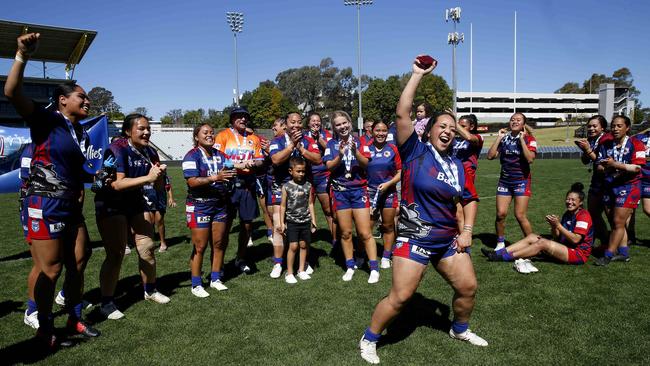 Player of the match Alafou Fatu fronts the Collies celebrations. Picture: John Appleyard