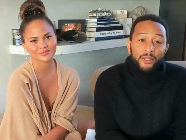 John Legend was joined by wife Chrissy Teigen at their LA home.