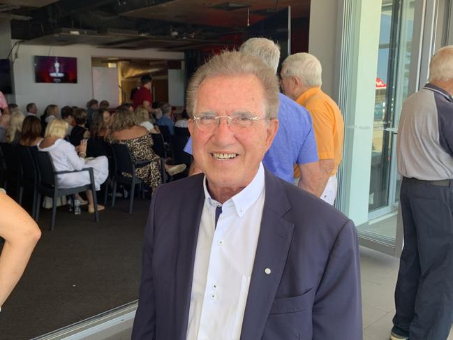 Jim Raptis at the funeral of real estate agent Max Christmas.