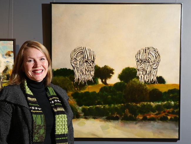 Katrina Cashman with the winning painting of this year’s Mosman Art Prize. The large proportion of the artworks in the Mosman Art Collection consist of Mosman Art Prize winners.