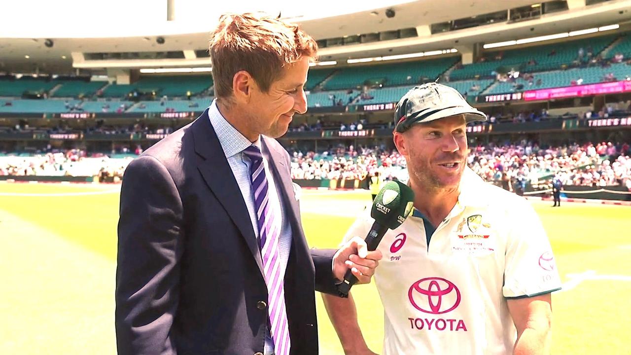 David Warner in his post-match interview at the SCG. Photo: Fox Sports