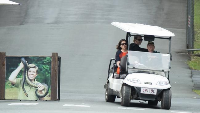 Queensland Premier Annastacia Palaszczuk gets a tour in a golf cart at Australia Zoo today.