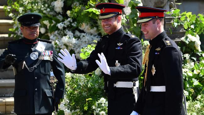 Harry and Wills arrive. Picture: AFP