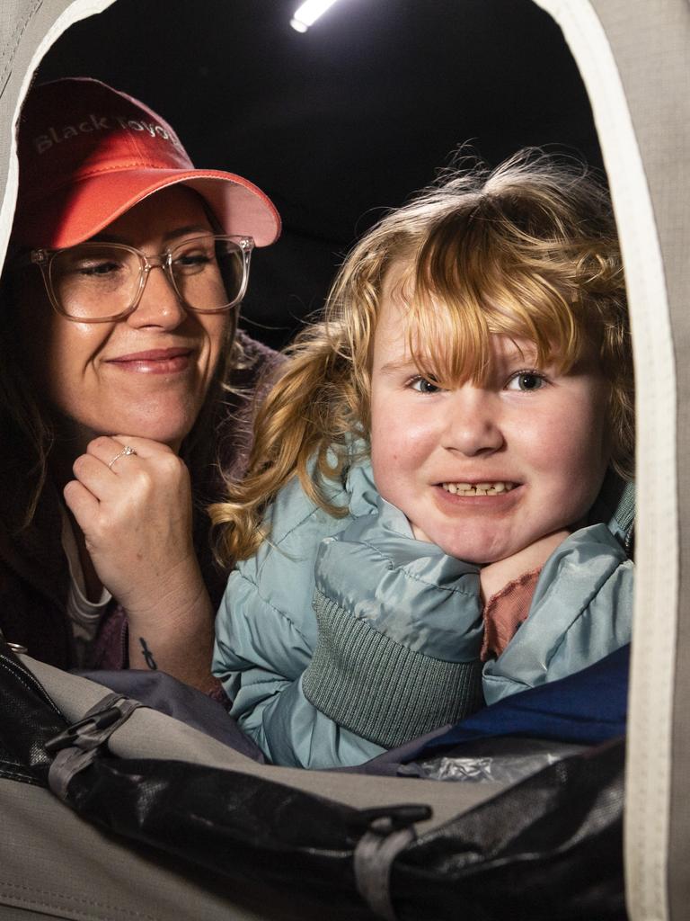 Hannah Time (left) and Macy Dymke at the Queensland Outdoor Adventure Expo at the Toowoomba Showgrounds, Saturday, July 30, 2022. Picture: Kevin Farmer