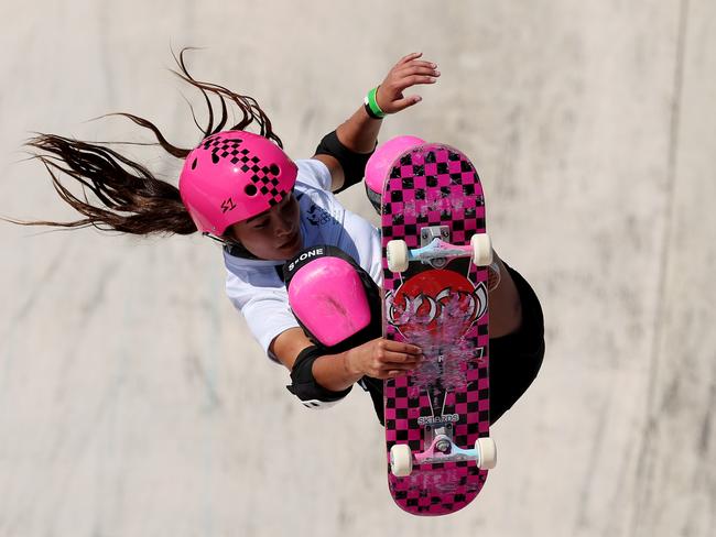 Arisa Trew performs during her final run. Picture: Getty Images