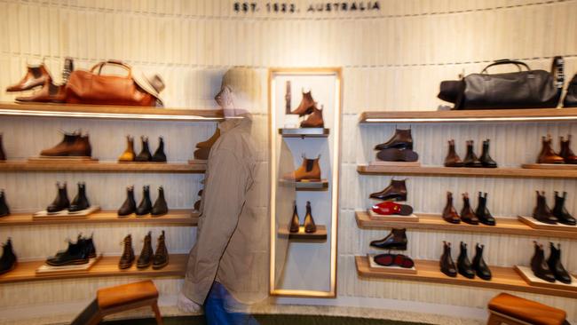 The new R.M. Williams flagship store has a curved boot wall. Picture: Emma Brasier