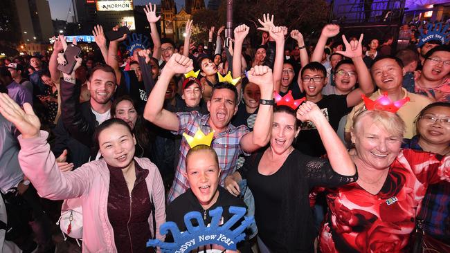 New Year celebrations at Federation square Melbourne.Picture:Rob Leeson.